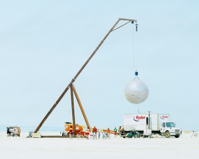 Giant metal ball with thousands of toothbrush spikes