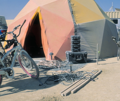 Our living room/bedroom dome, and a stack of Beacon4 equipment.