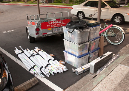 Getting everything organized before starting to pack the trailer.