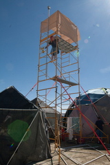 Working on putting the flagpole w/ Beacon2 up.