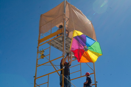 Camp Octarine's flag going up.